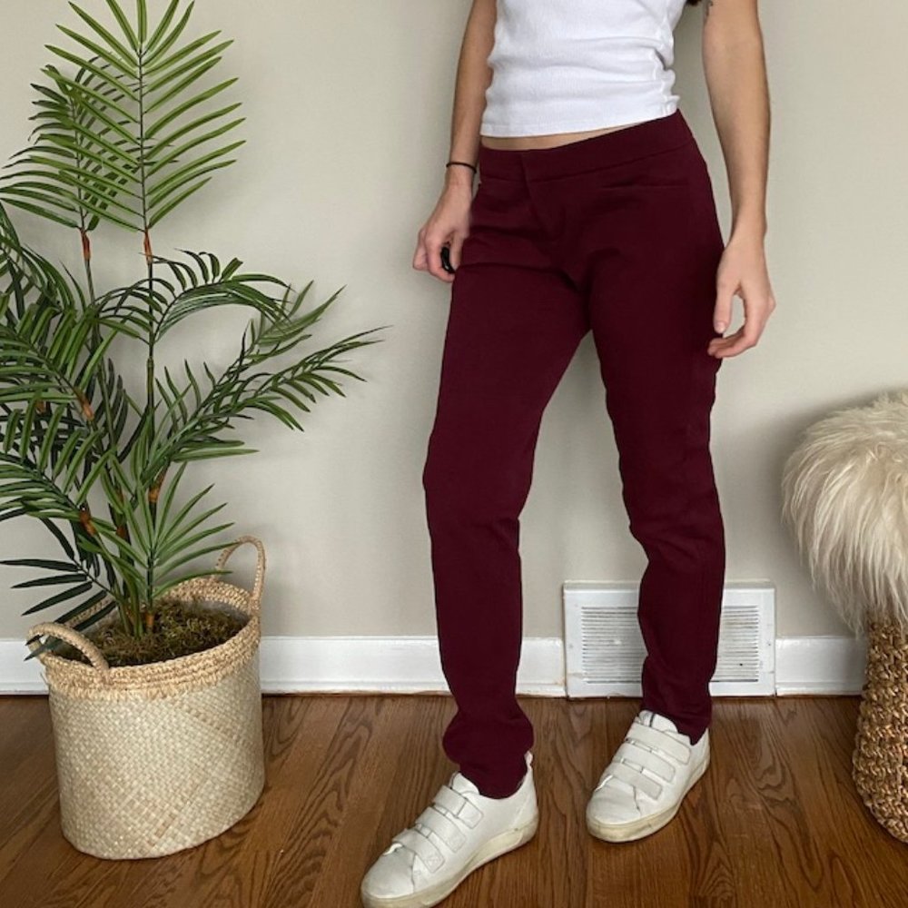 Crosby burgundy slim leg stretch trousers